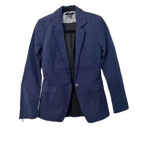 Ksubi Navy Single Single Button Leather Contrast Zip Sleeve Blazer Size Sm NWOT